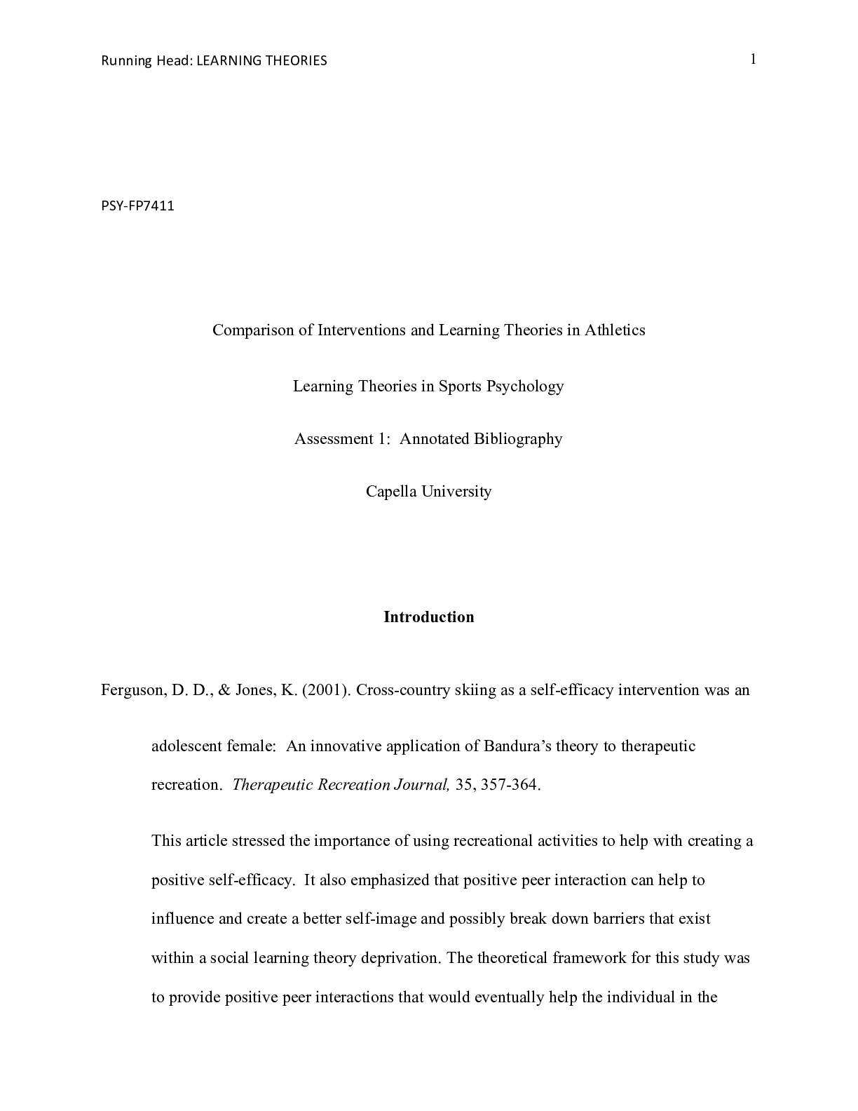 Preview of PSY_FP7411_Assessment1_1.docx    PSY-FP7411  Comparison of Interventions and Learning Theo